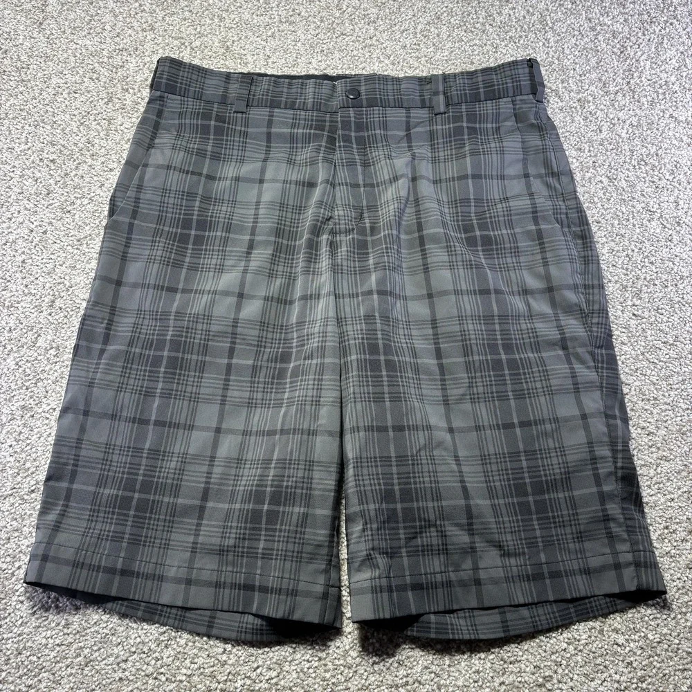 Nike Golf Shorts Mens 32 Gray Plaid Dri-FIT Tour Performance Lightweight